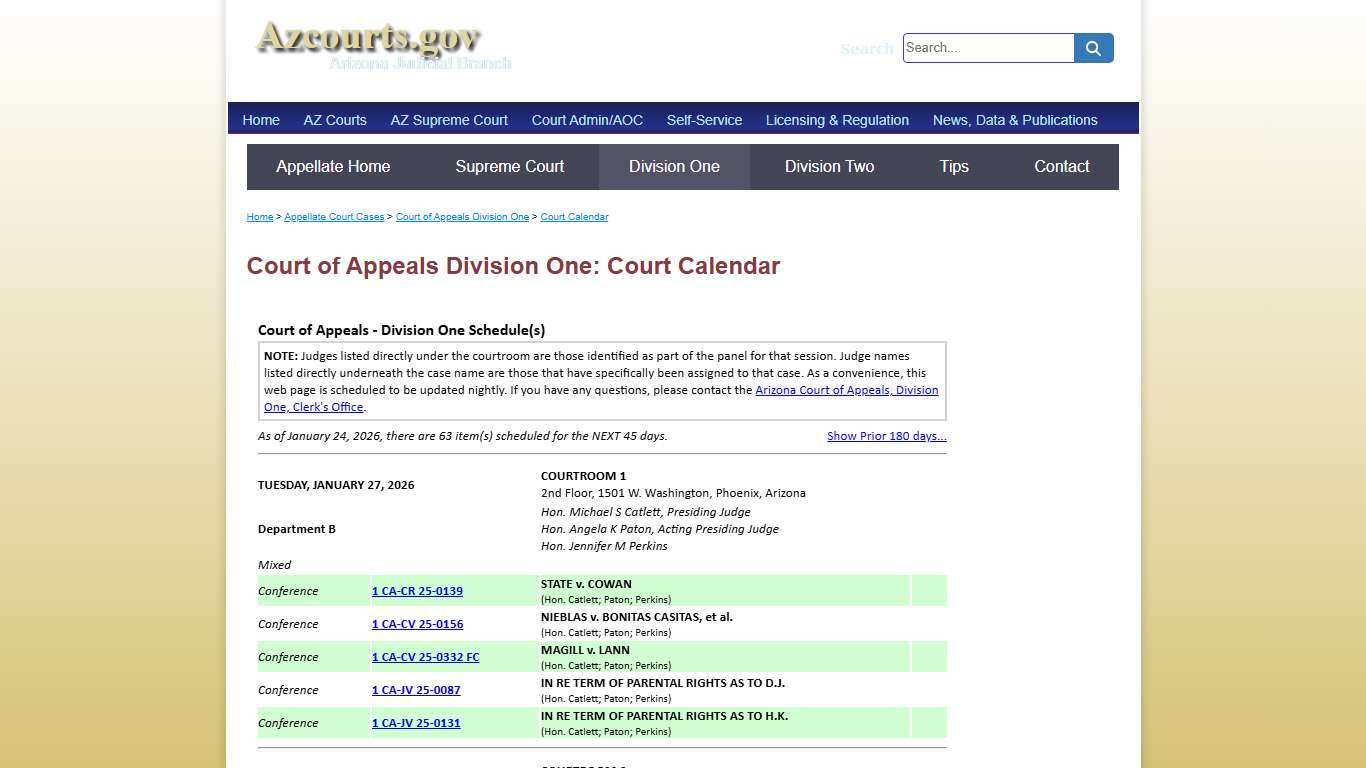 Court Calendar