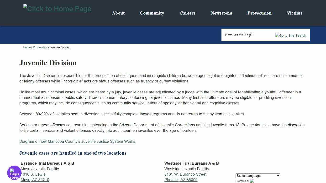 Juvenile Division Maricopa County Attorney's Office, AZ